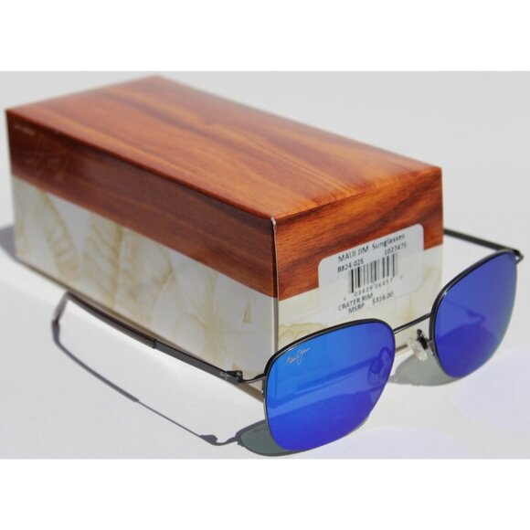 MAUI JIM Crater Rim POLARIZED Sunglasses B824-02S Gunmetal/Blue Hawaii NEW $316 - Picture 1 of 9